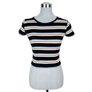Brandy Melville Made in Italy Cotton Striped Crop Tee